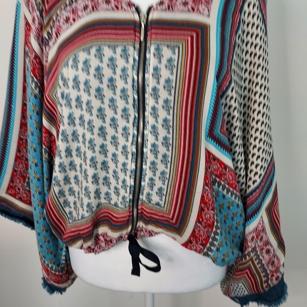 Zara Basic Patchwork Zip Up Dolman Sleeve Top - image 7